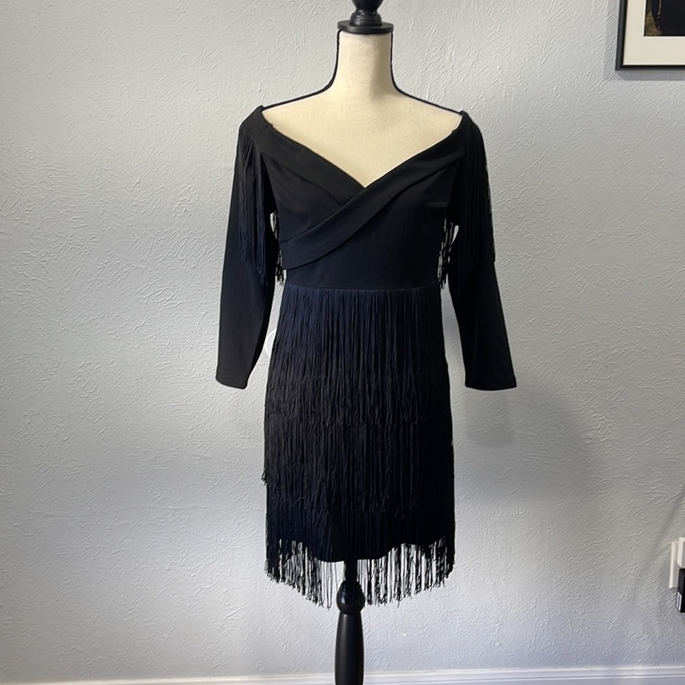SHEIN Fringe Off-the-Shoulder Cocktail Dress